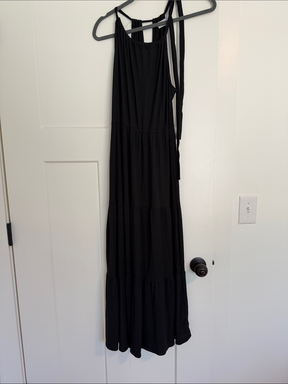 Kaileigh Black Tiered Halter Maxi Dress